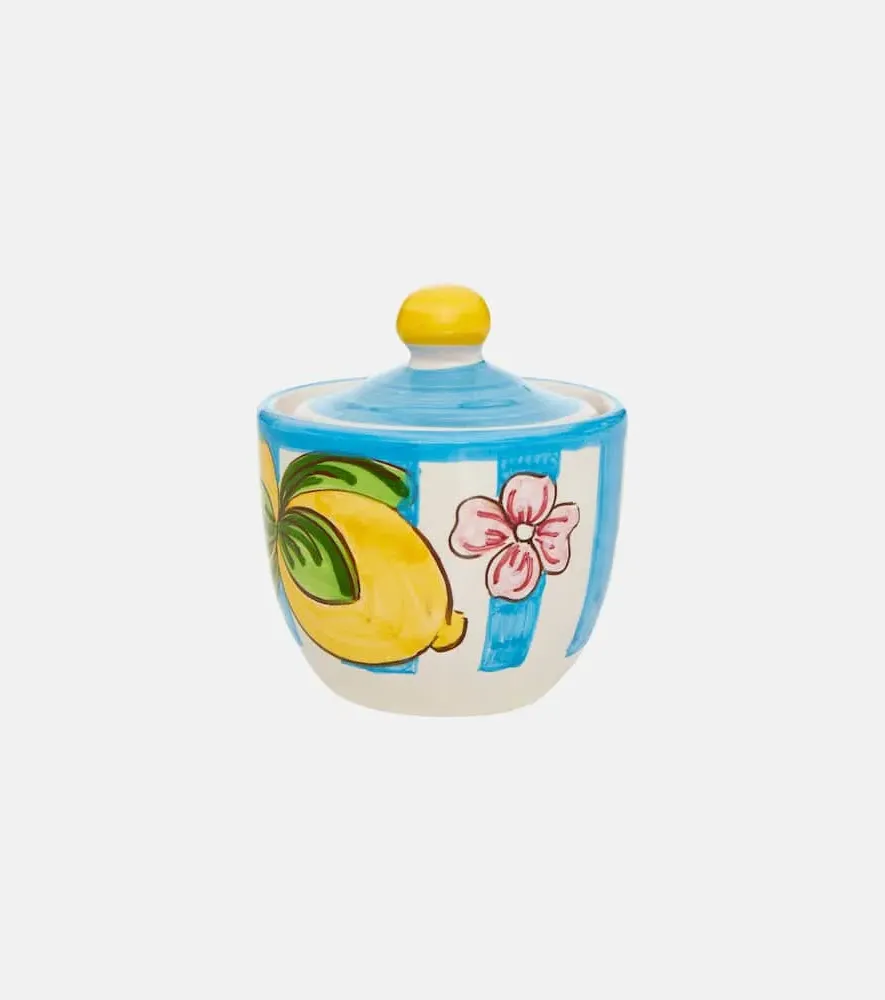 Taormina Striped Sugar Bowl - Blue, Ceramic