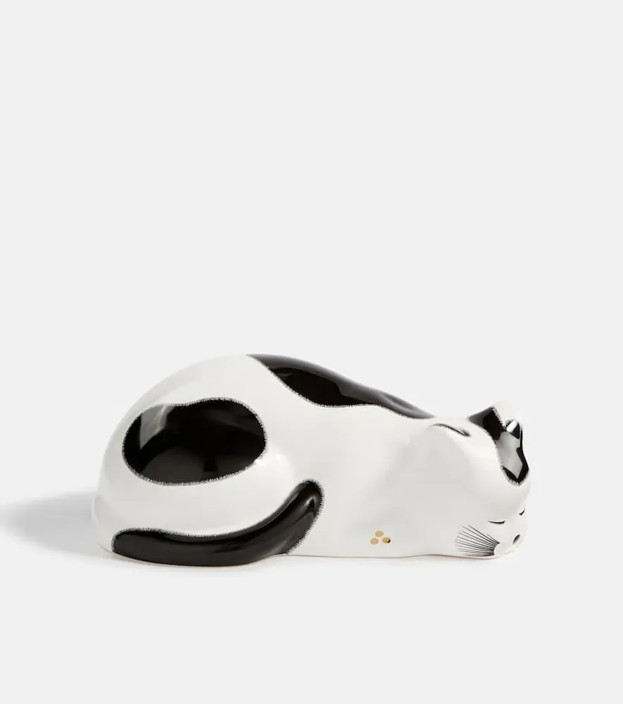 Cat Ceramic Decorative Object - White, Black