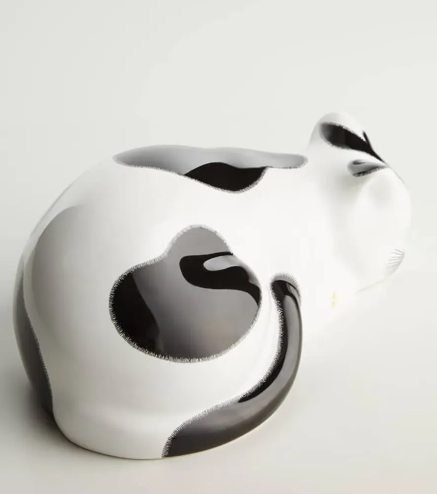 Cat Ceramic Decorative Object - White, Black image