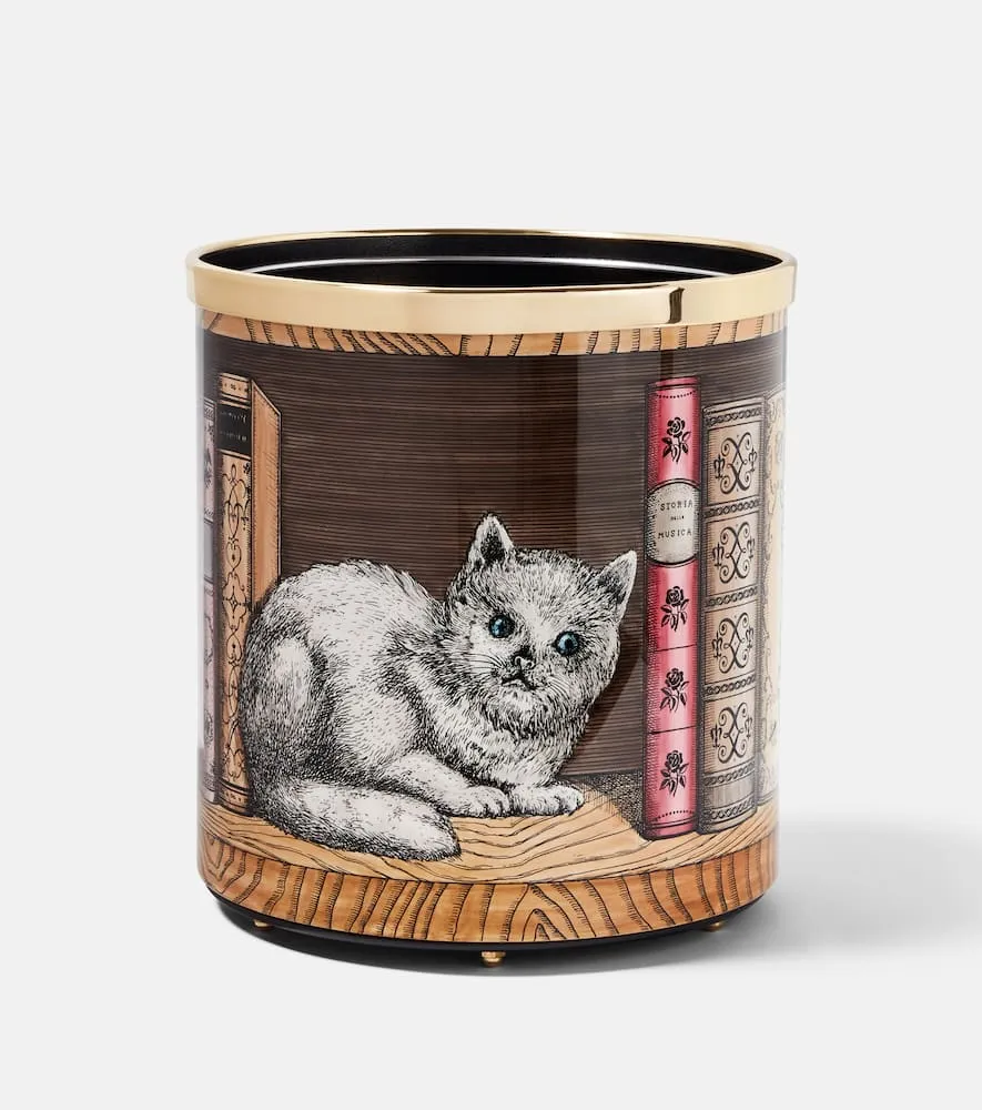 Gatto Con Libri Container - Multicolor, Iron
