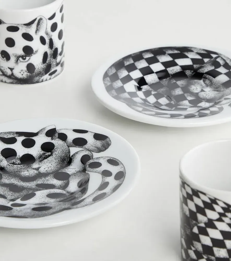 High Fidelity Set of 2 Cups and Saucers - Black, Porcelain