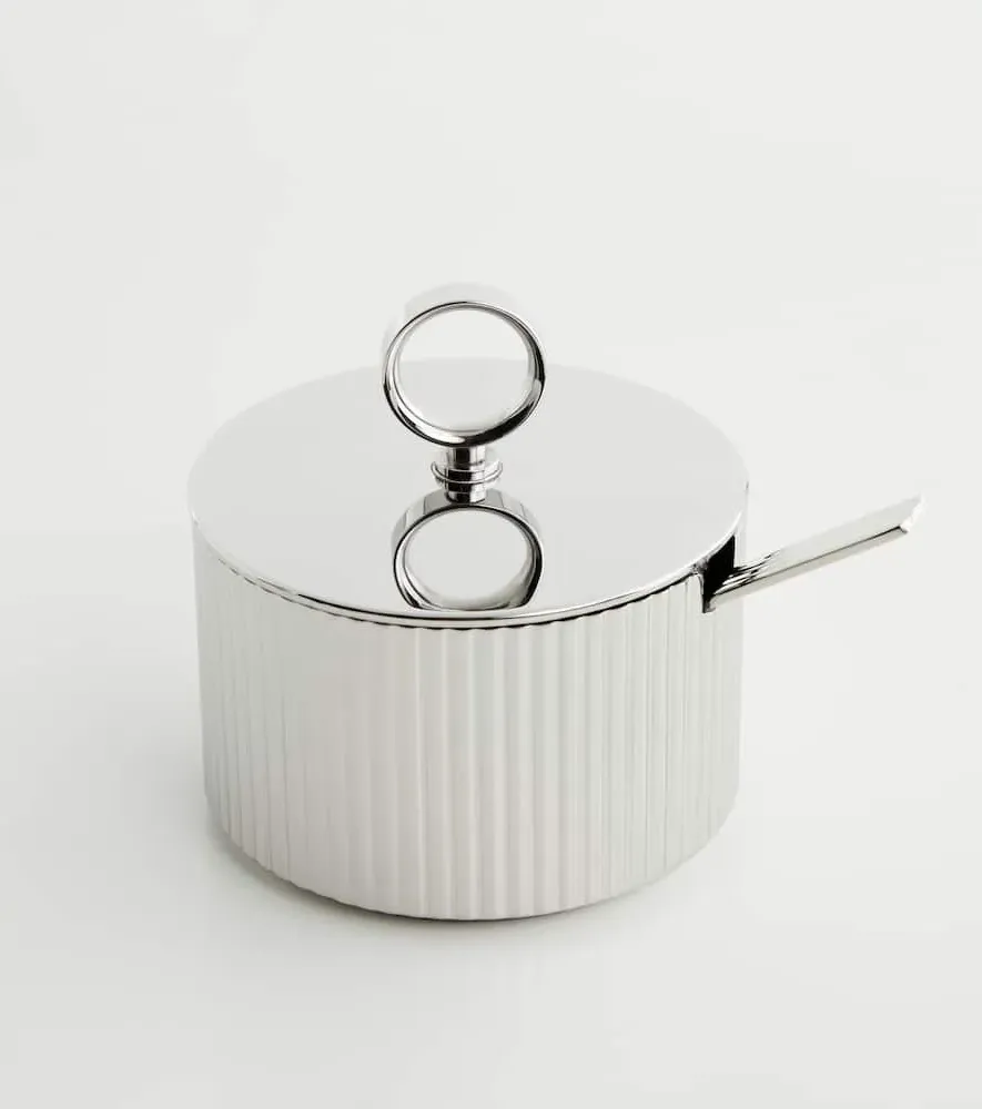 Bernadotte Sugar Bowl and Spoon Set - Silver, Stainless Steel