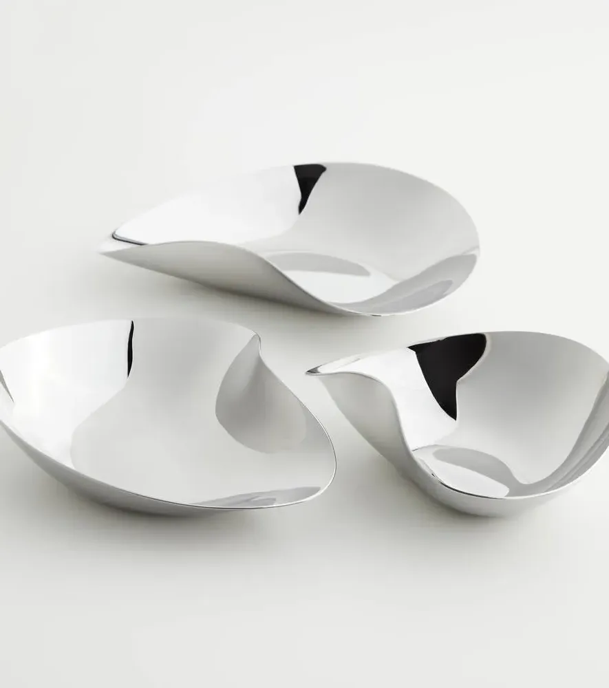 Indulgence Set of 3 Snack Bowls by Helle Damkjaer - Silver, Steel