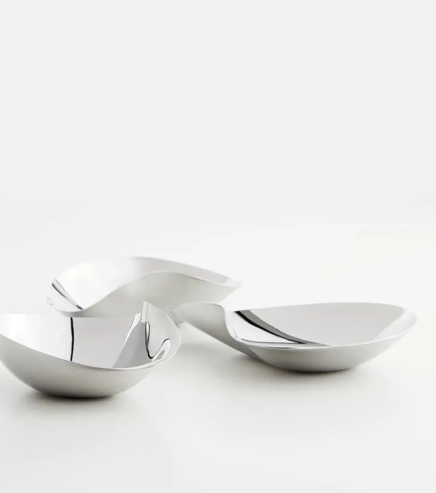 Indulgence Set of 3 Snack Bowls by Helle Damkjaer - Silver, Steel