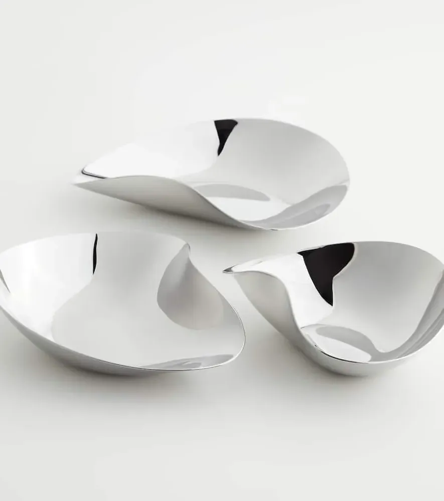 Indulgence Set of 3 Snack Bowls by Helle Damkjær - Silver, Stainless Steel