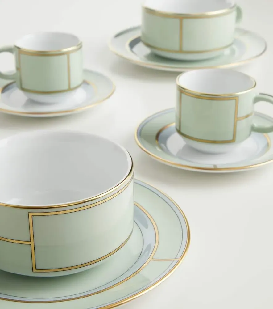 Diva Set of 2 Porcelain Teacups and Saucers - Green image