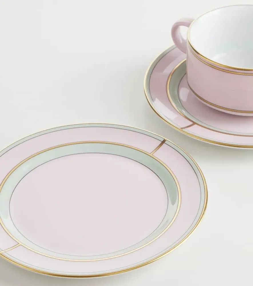 Diva Set of 2 Porcelain Teacups and Saucers - Pink