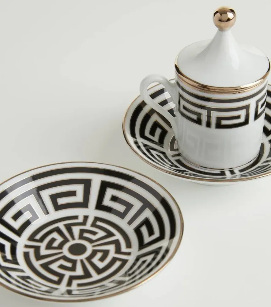 Labirinto Tete a Tete Coffee Cup and Saucer Set - Black