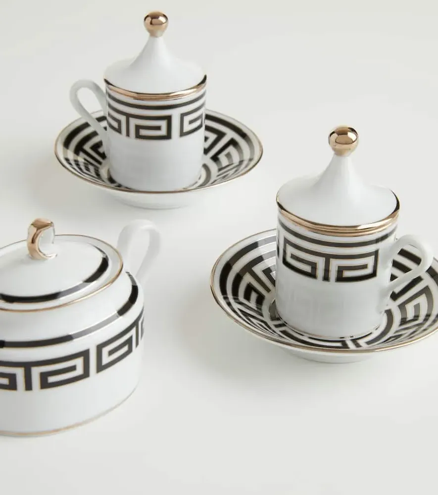 Labirinto Tete a Tete Coffee Cup and Saucer Set - Black