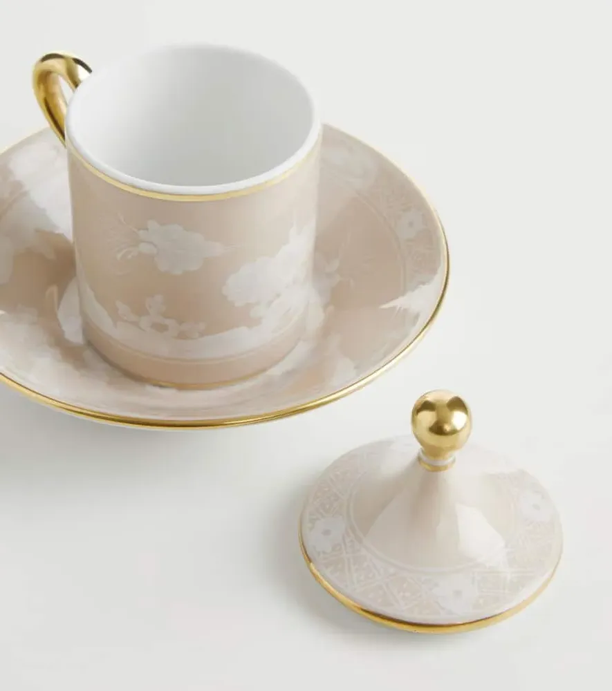 Oriente Italiano Coffee Cup Set with Covers - Beige, Porcelain