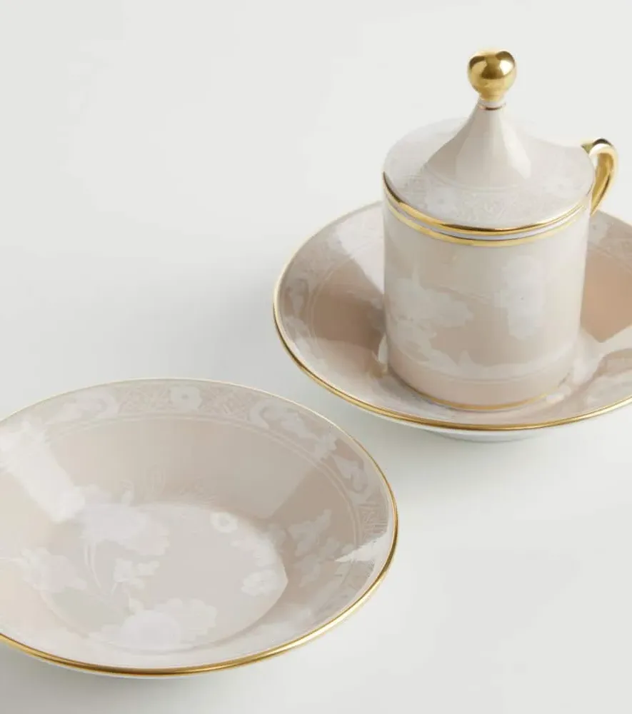 Oriente Italiano Coffee Cup Set with Covers - Beige, Porcelain
