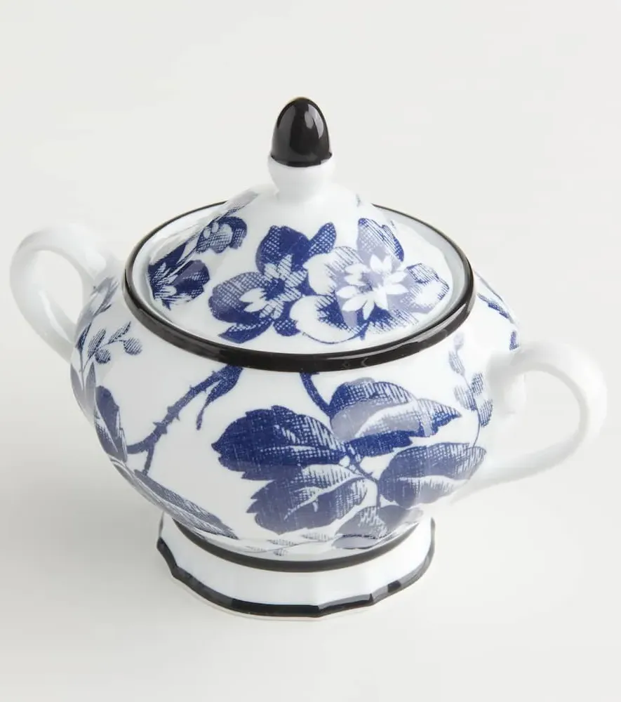 Herbarium Porcelain Sugar Bowl - Blue/White