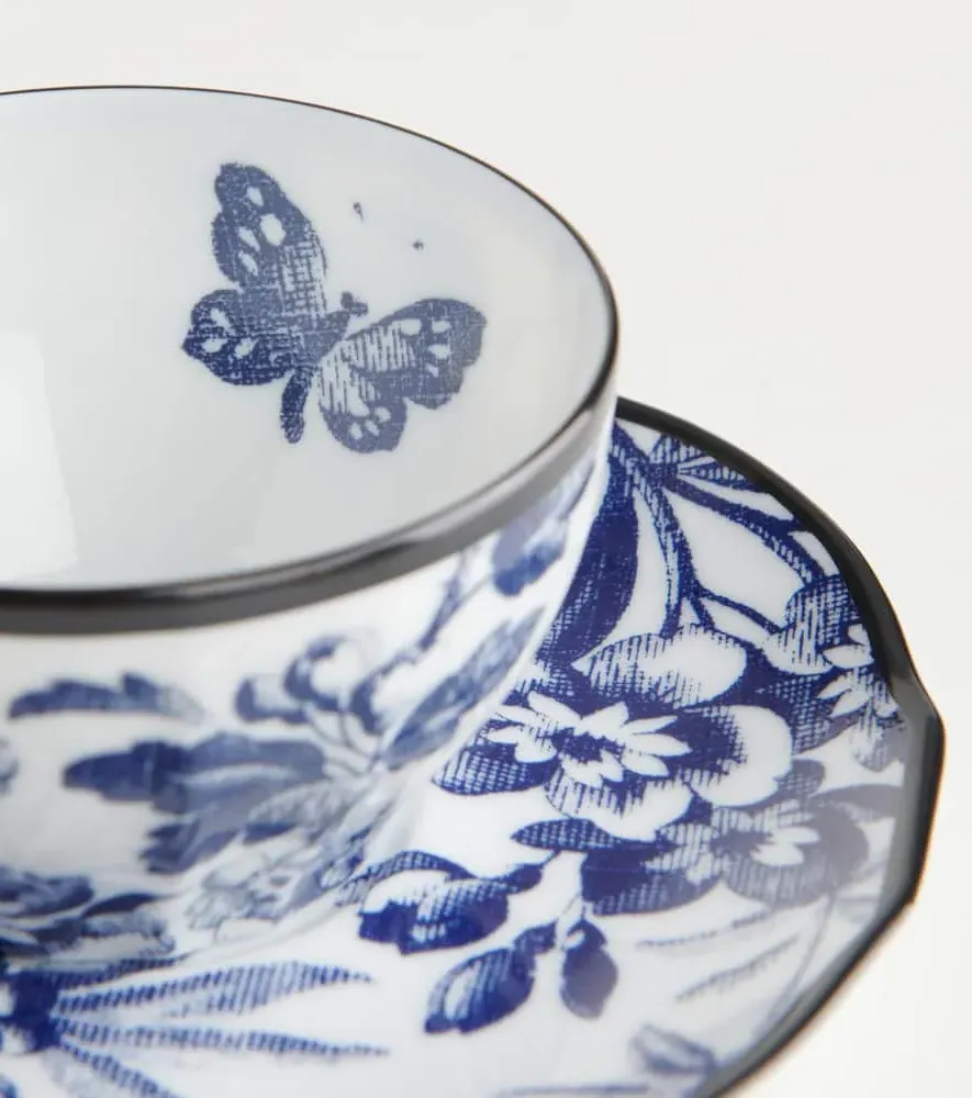 Herbarium Set of 2 Teacups and Saucers - Blue/White