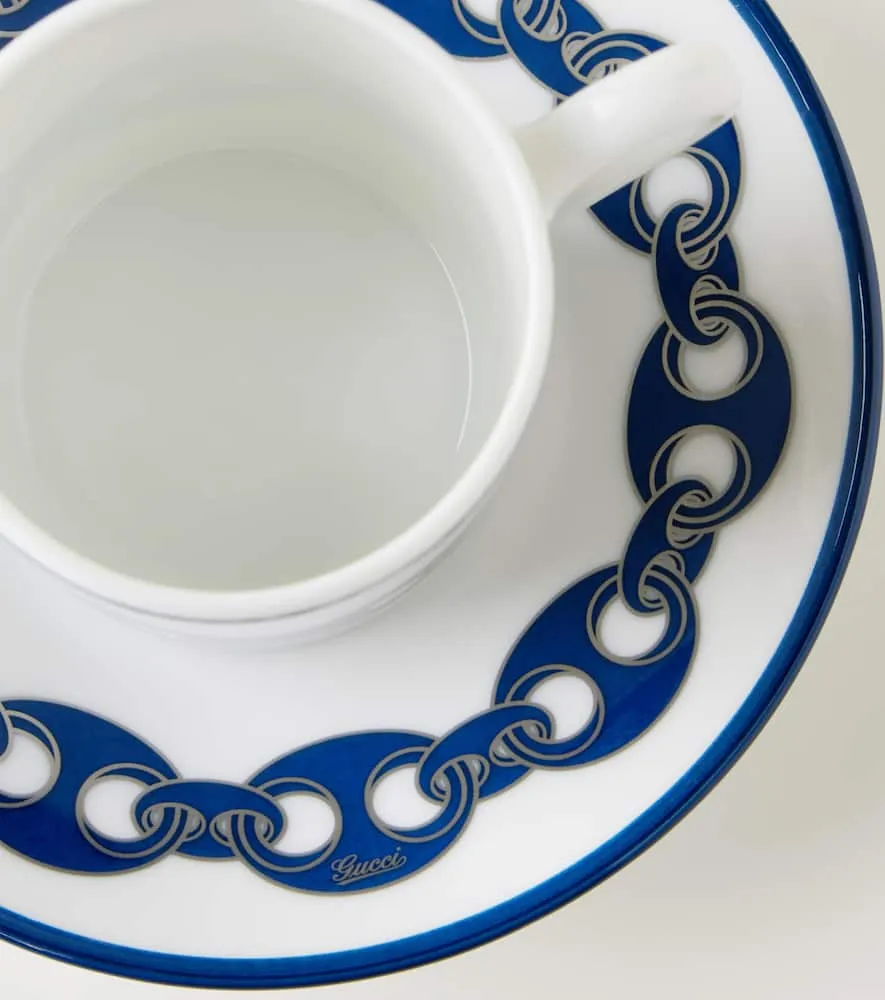 Marina Espresso Cup and Saucer Set - White, Porcelain