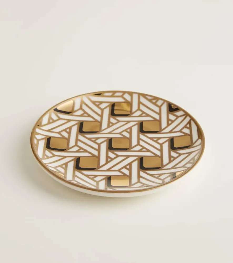 Basketweave Set of 4 Ceramic Coasters - Gold