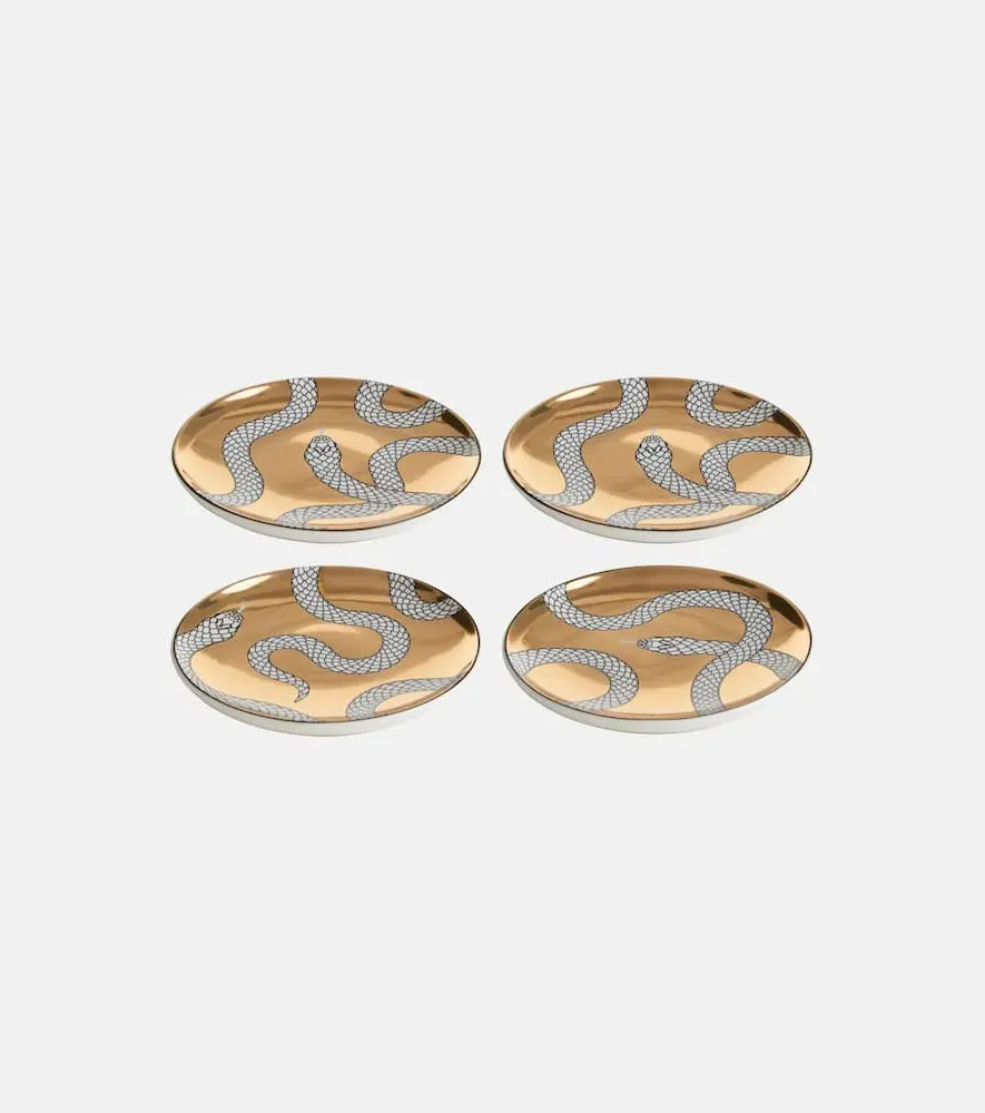 Eden Set of 4 Coasters - Gold, Porcelain