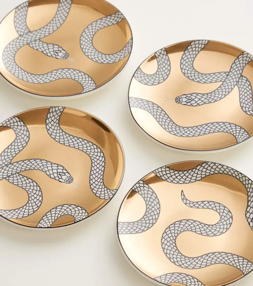 Eden Set of 4 Coasters - Gold, Porcelain
