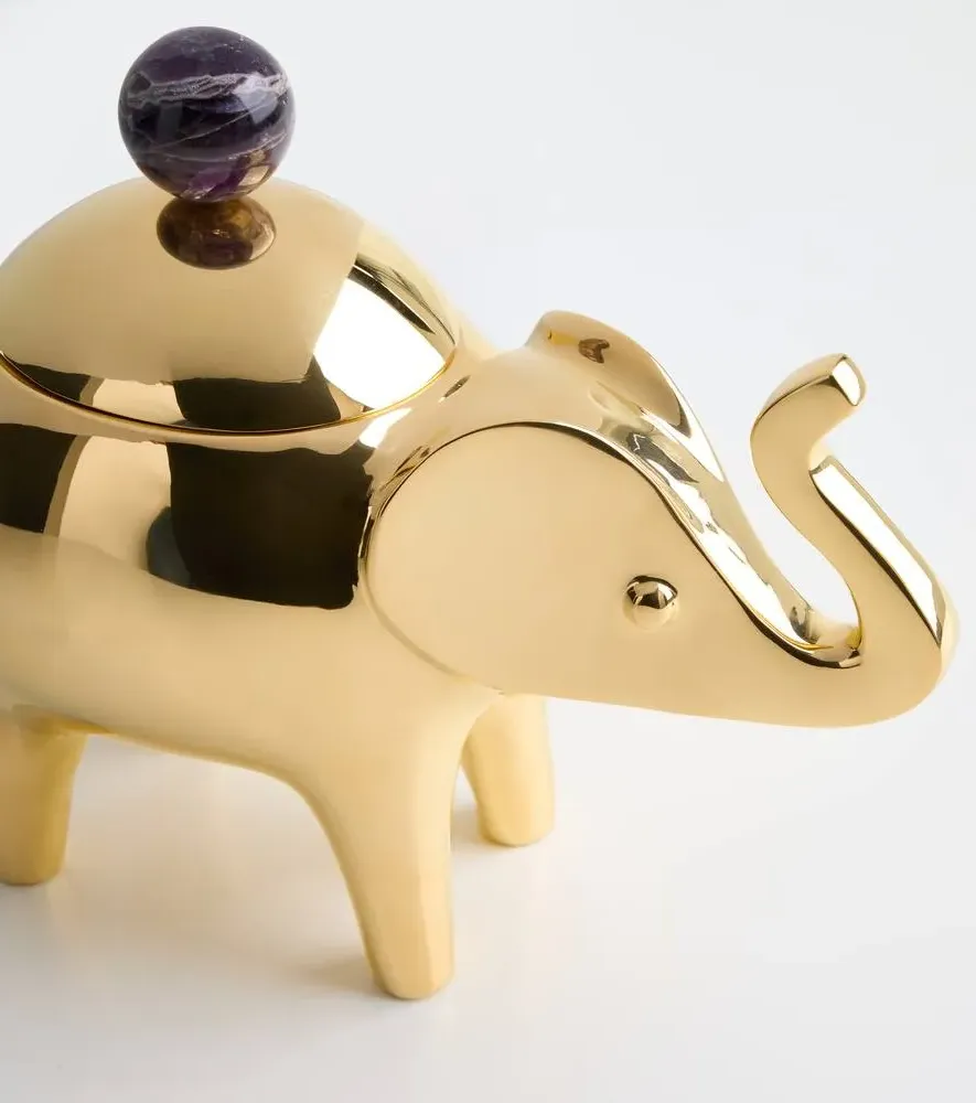 Elephant Container - Gold, Brass