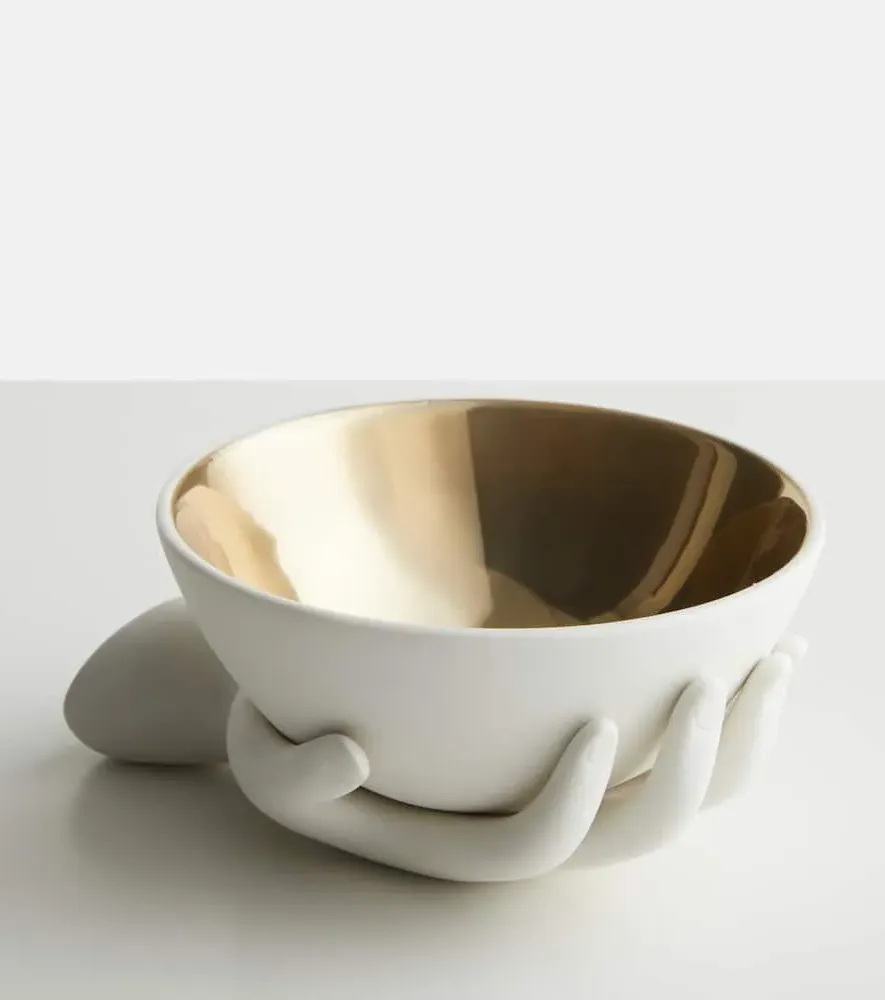 Eve Bowl - White, Gold-Plated Porcelain