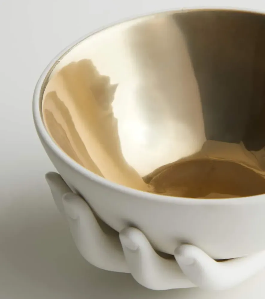 Eve Bowl - White, Gold-Plated Porcelain