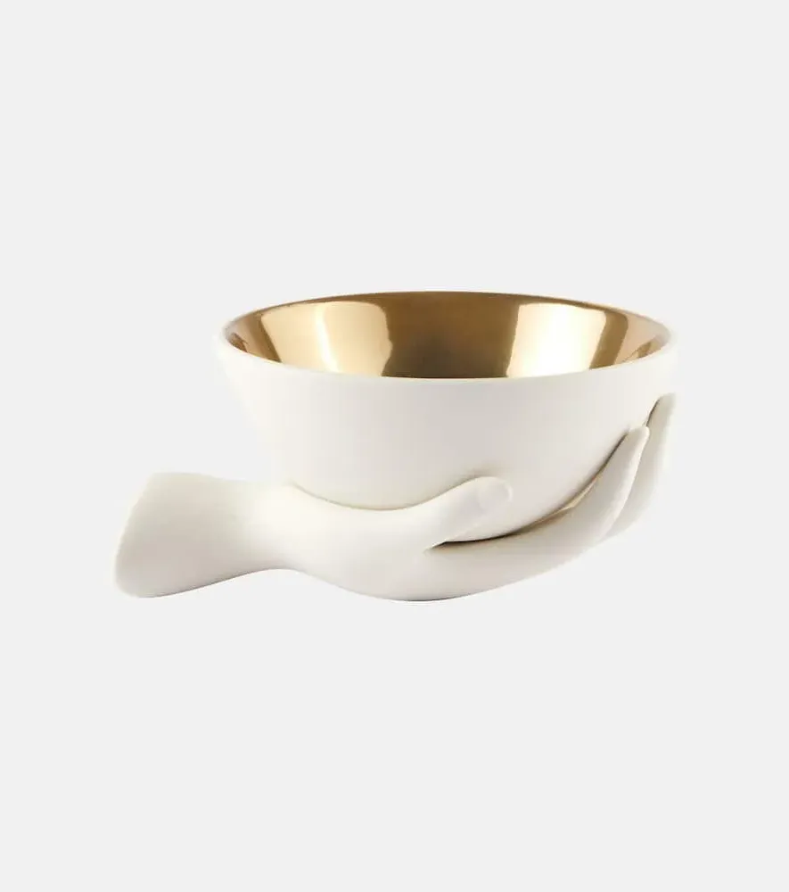 Eve Bowl - White, Gold-Plated Porcelain