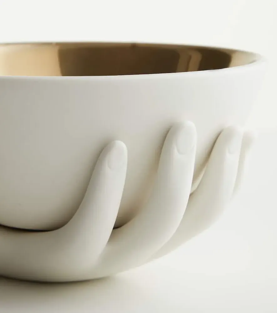 Eve Bowl - White, Gold-Plated Porcelain