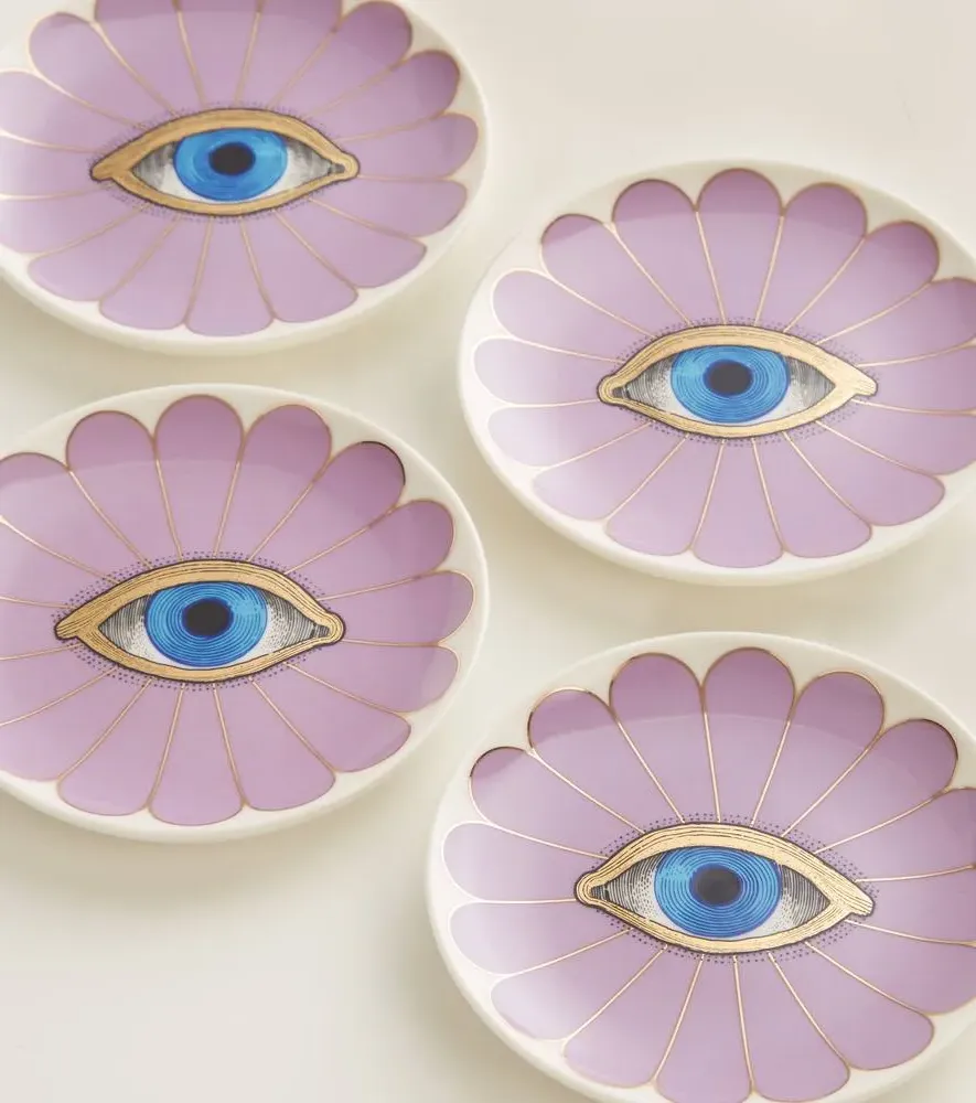 Fleur Set of 4 Ceramic Coasters - Purple