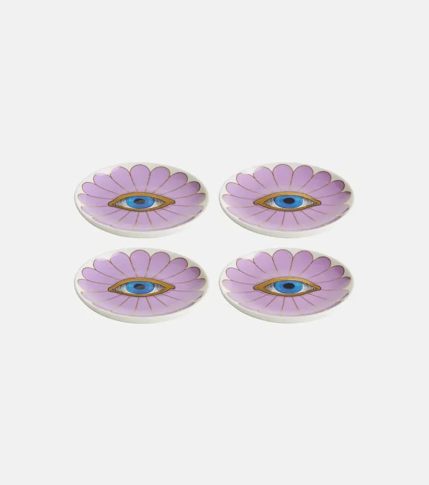 Fleur Set of 4 Ceramic Coasters - Purple
