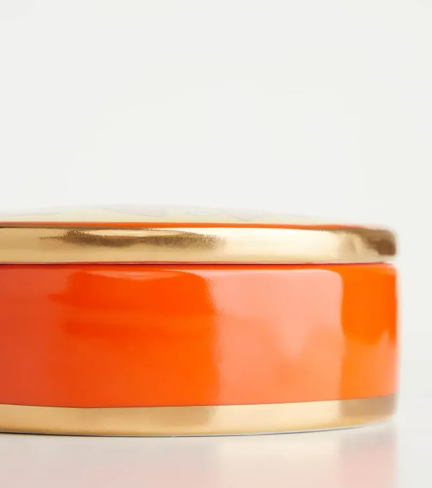 Playa Printed Porcelain Box - Yellow, Ceramic image