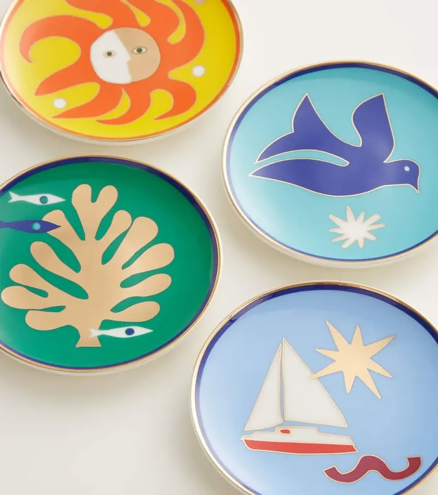 Playa Set of 4 Coasters - Multicolor, Porcelain