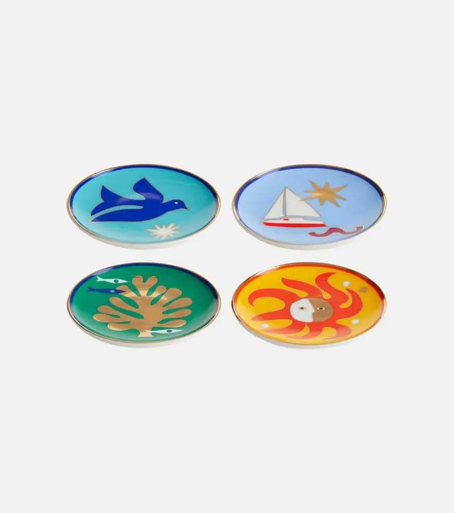 Playa Set of 4 Coasters - Multicolor, Porcelain