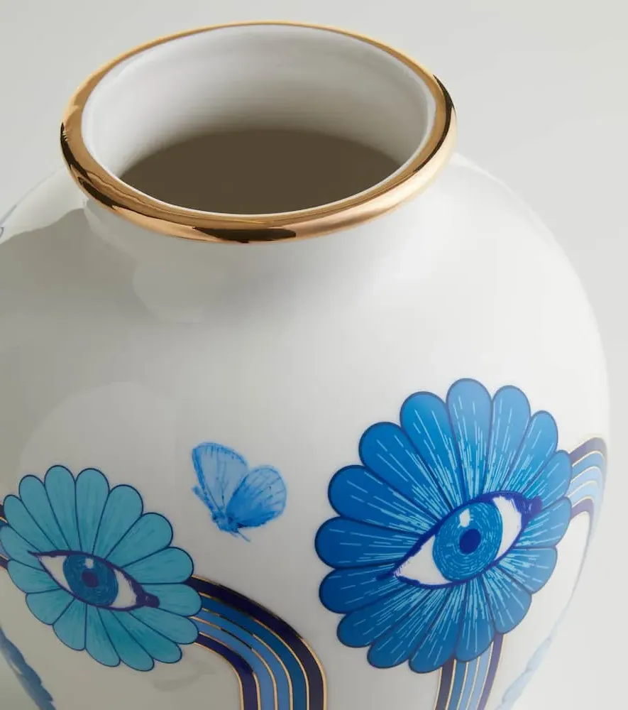 Porcelain Vase - White, Blue, Gold