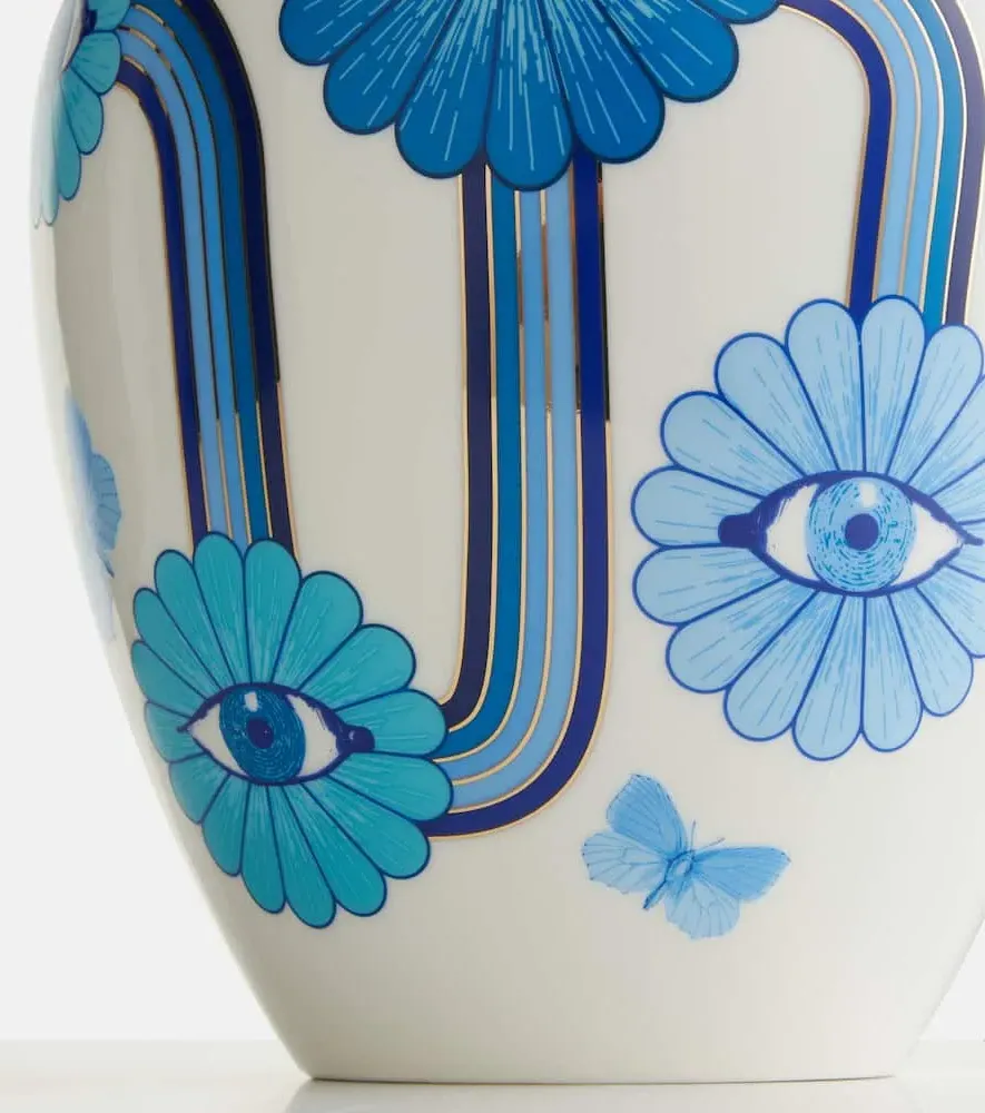 Porcelain Vase - White, Blue, Gold image