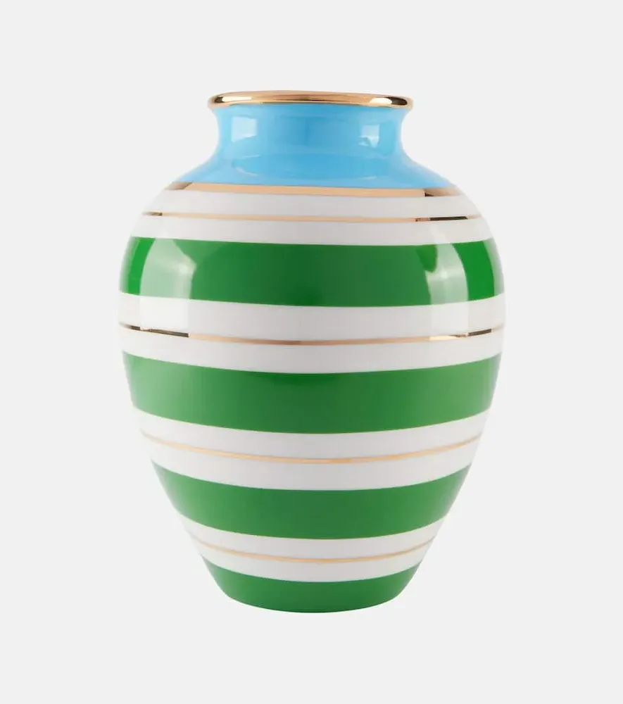 Portofino Striped Vase - Green, Porcelain
