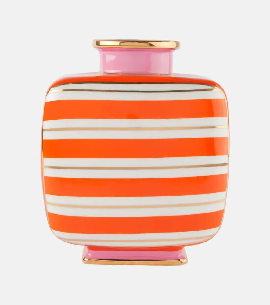 Portofino Striped Vase - Pink, Porcelain