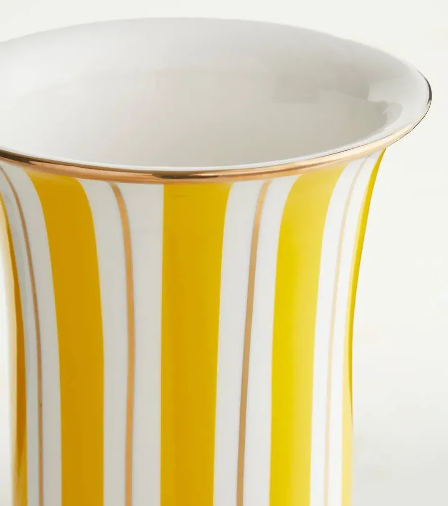Portofino Striped Vase - Yellow, Porcelain