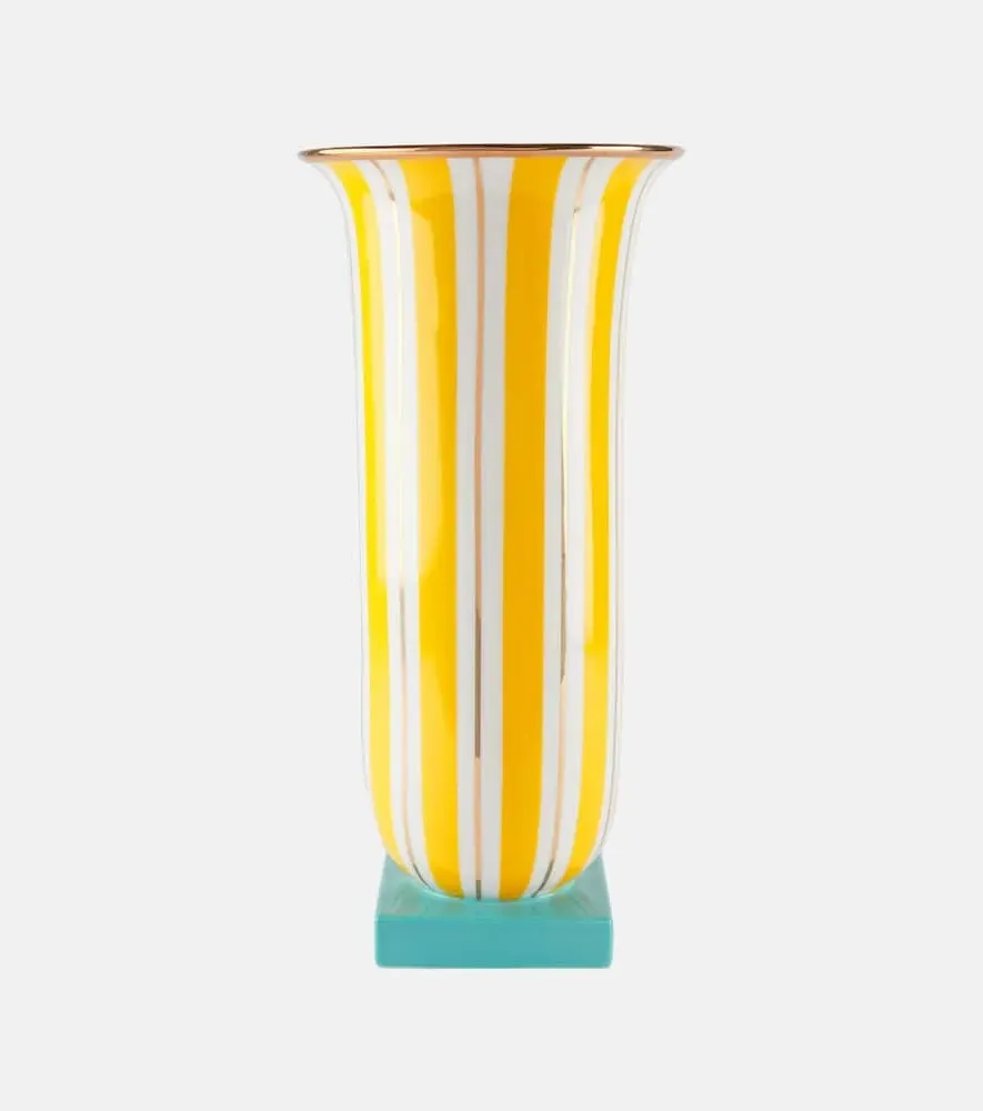Portofino Striped Vase - Yellow, Porcelain