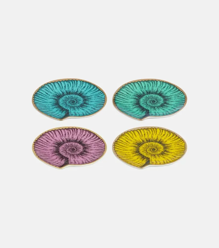 Sirena Set of 4 Coasters - Multicolor, Porcelain
