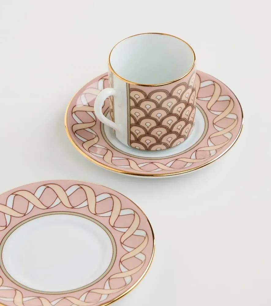 Impero Set of 2 Espresso Cups and Saucers - Pink
