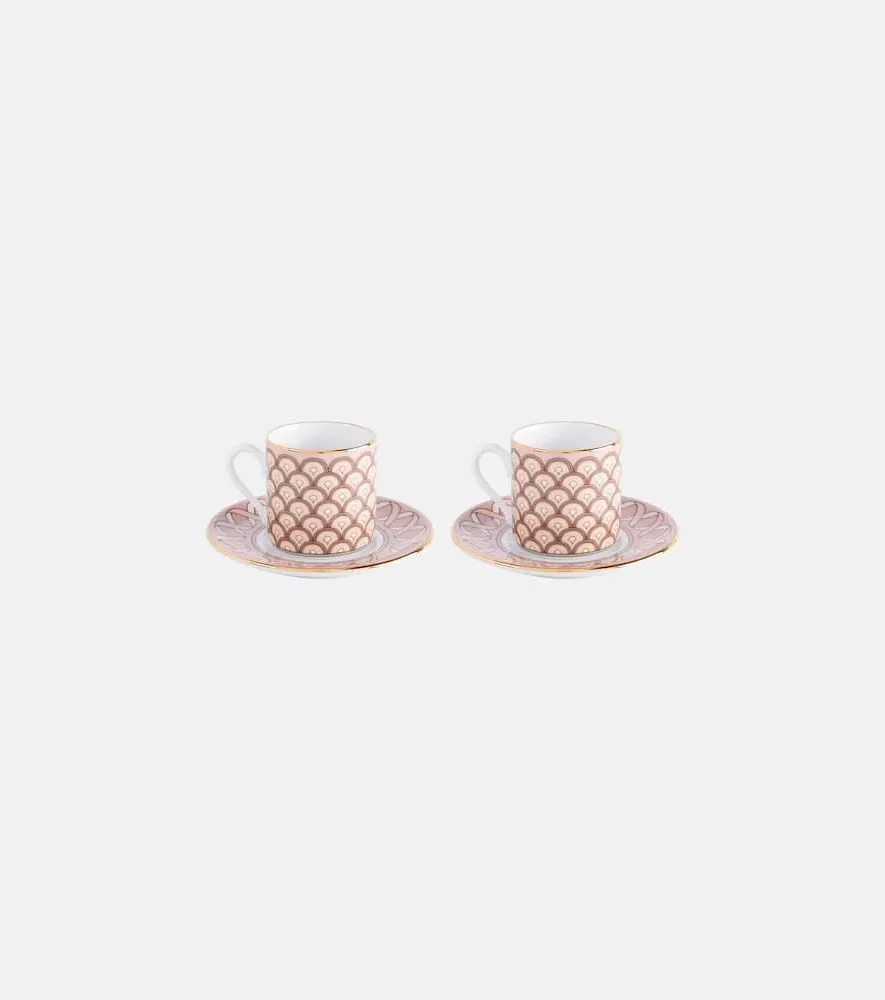 Impero Set of 2 Espresso Cups and Saucers - Pink