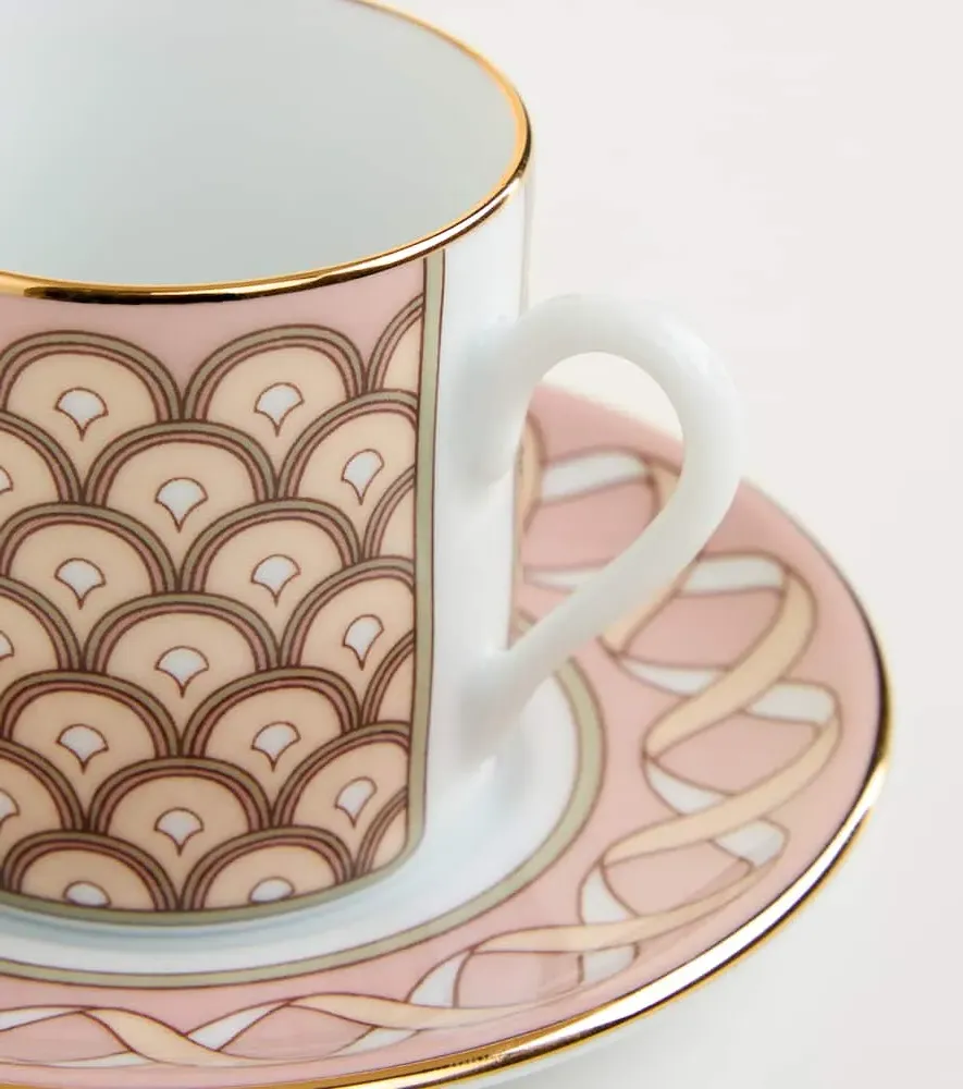 Impero Set of 2 Espresso Cups and Saucers - Pink image