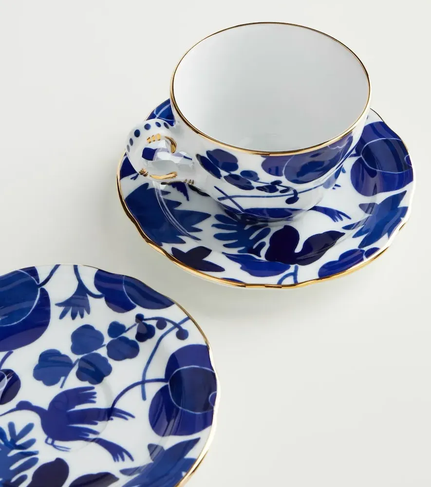 Mama Set of 2 Floral Porcelain Teacups - Blue by Mytheresa, alternate view