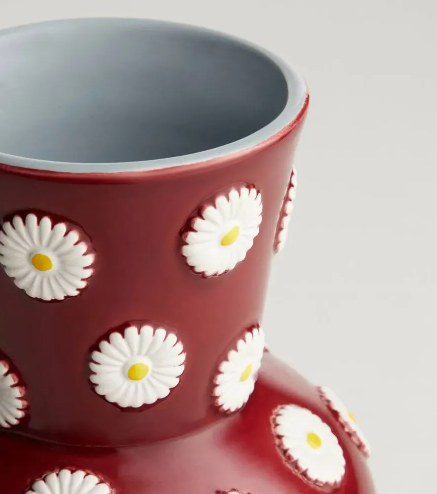 Margherita Ceramic Vase - Burgundy