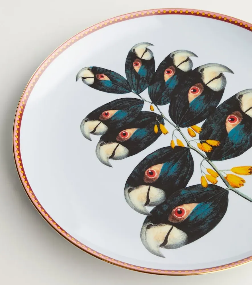 Parrotstem Decorative Plate - Multicolor, Porcelain