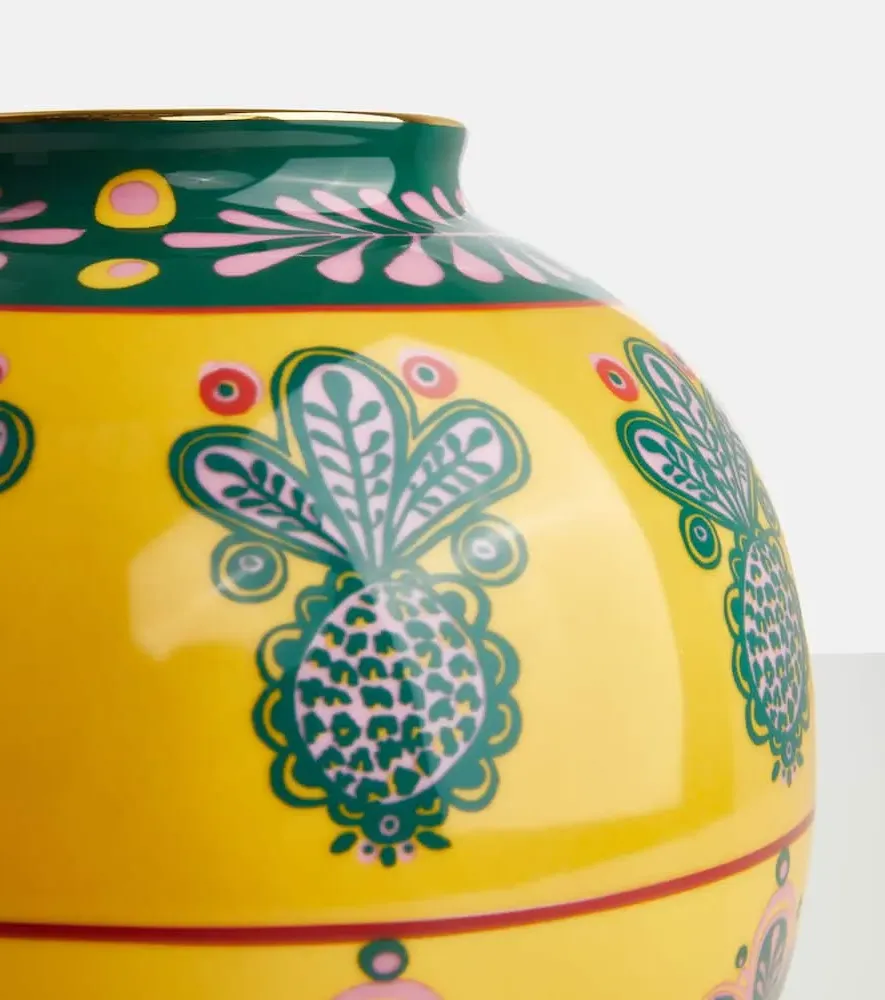Pineapple Giallo Medium Porcelain Vase - Yellow