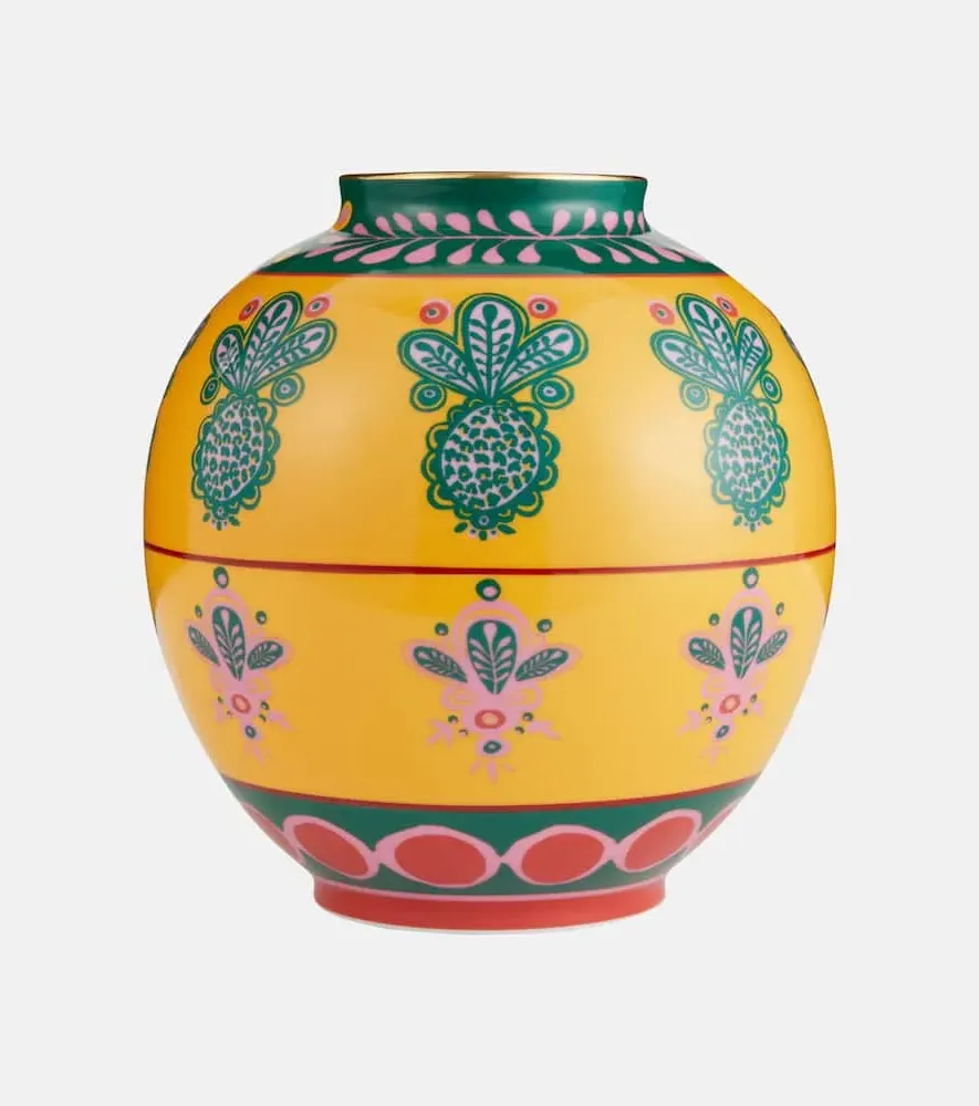 Pineapple Giallo Medium Porcelain Vase - Yellow