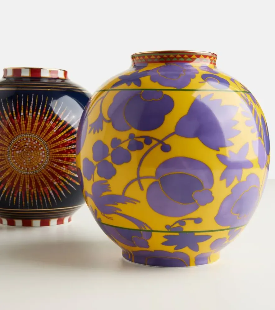 Wildbird Medium Porcelain Vase - Giallo/Lilla