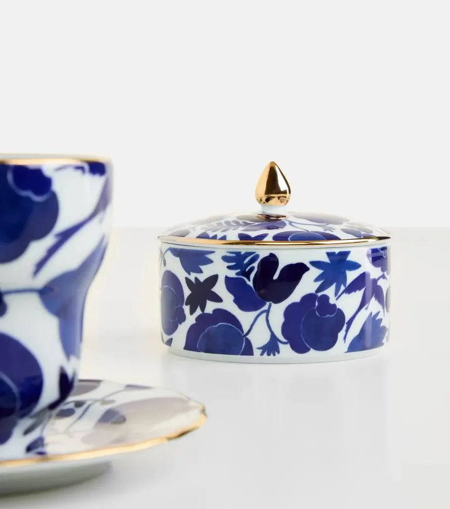 Wildbird Porcelain Container - Blue