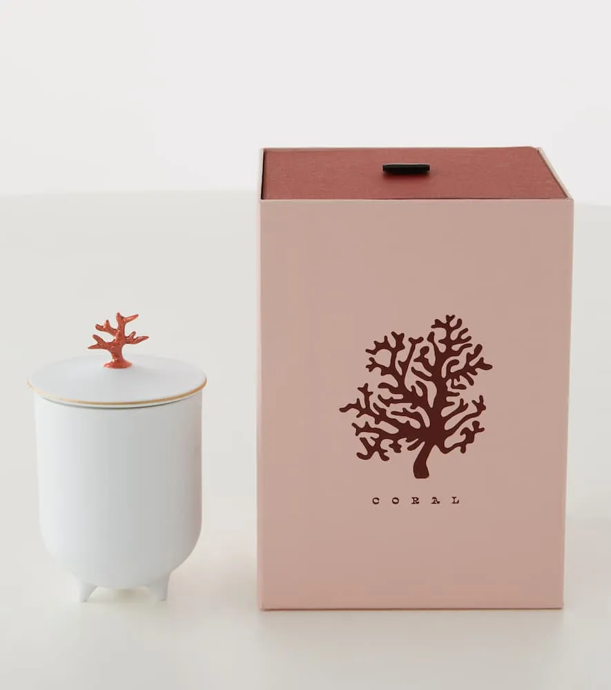 Footed Coral Candle - Multicolored, Porcelain image