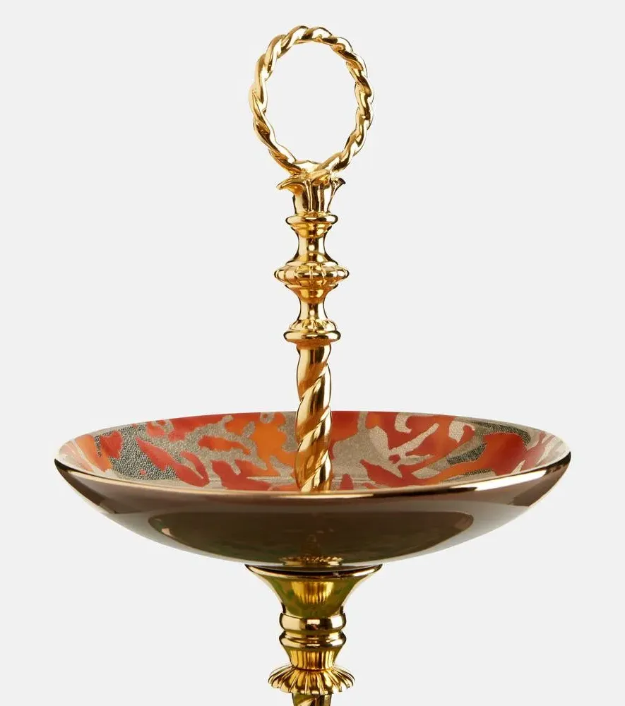 Fortuny Serving Stand - Gold-Plated, Porcelain